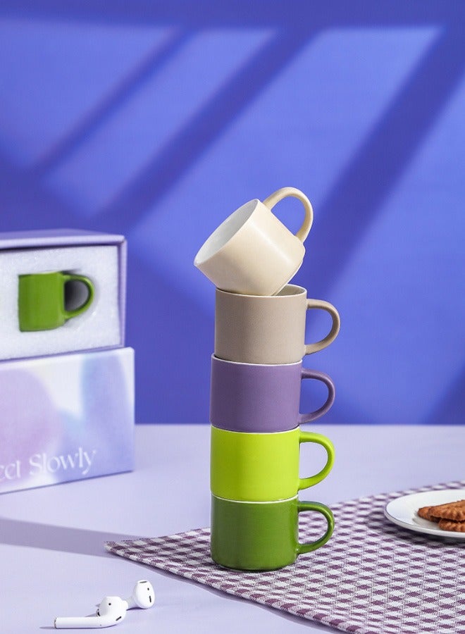 SUCITY AHAKAC Meet Slowly 5-pack of 5-color Coffee Cups And Ceramic Water Cups Gift Set - Image 1