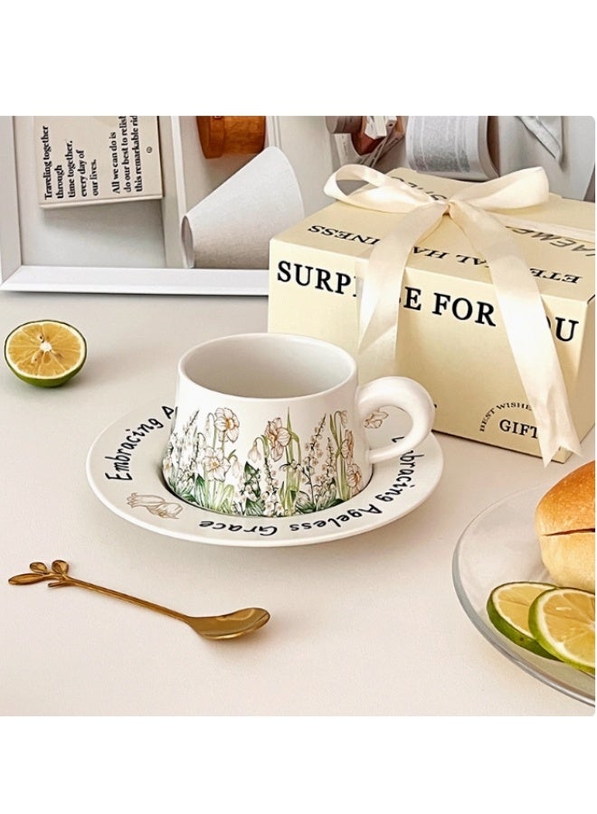 Generic Brand Floral Tea Cup and Saucer Set, 300ml Porcelain - Image 2