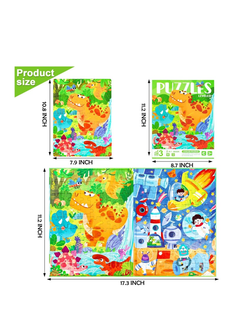 Excefore Dinosaur Animal Jigsaw Magnetic Puzzle, Montessori Preschool Learning Toy, 132 Pieces Toddler Dinosaurs A4 Size Jigsaw Puzzle Book, Suitable for Ages 3-8 Olds Boys and Girls  - Image 4