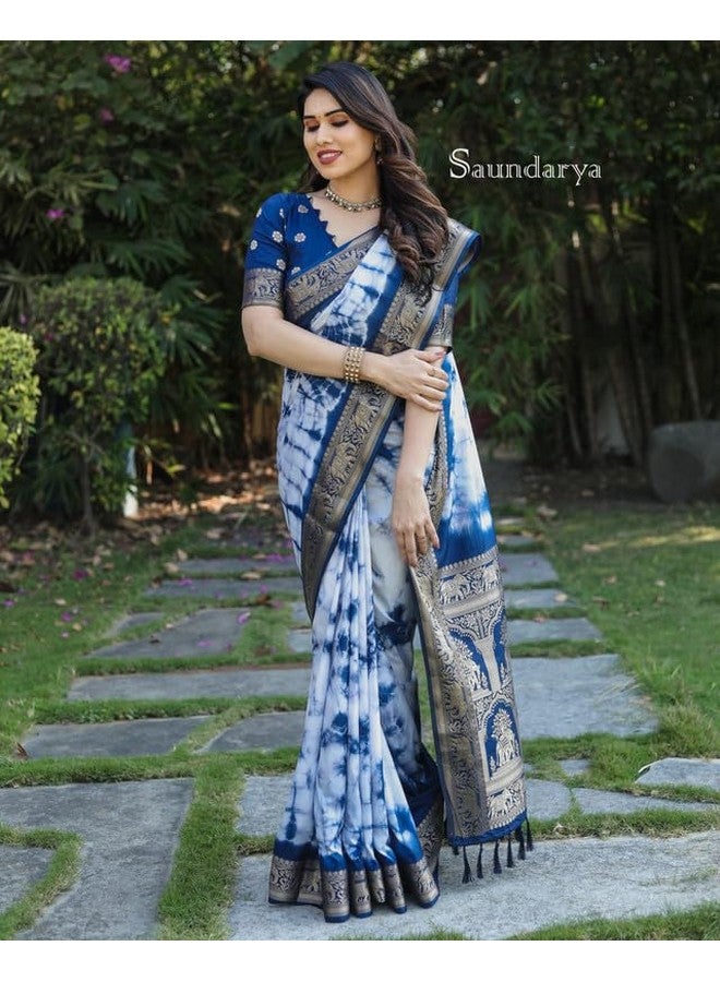 Pure Sibory Soft Dola Silk Saree with Zari Weaving Border & Rich Pallu  - Image 2