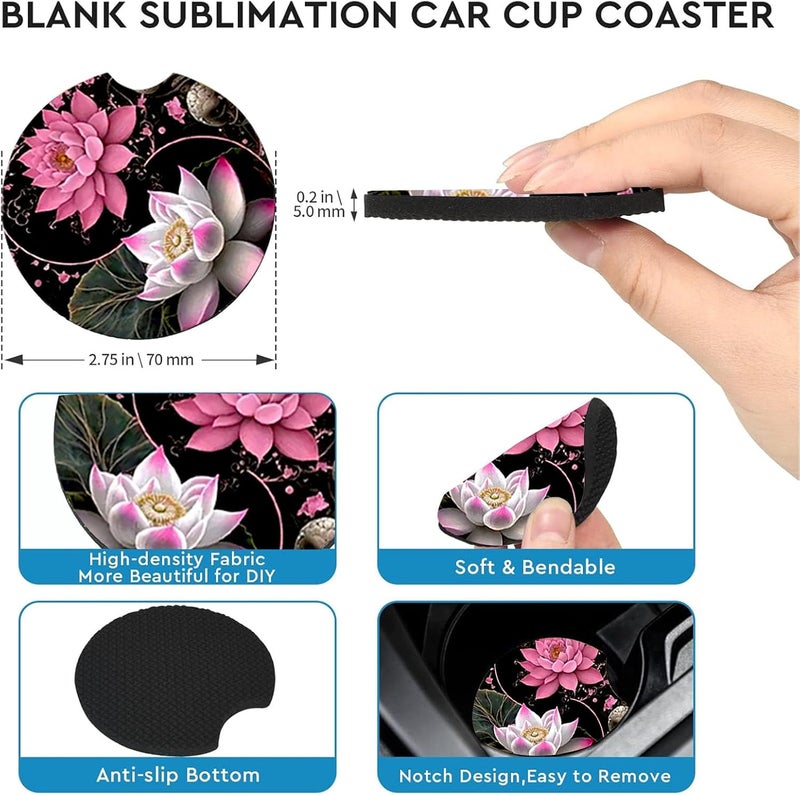 Ldntly Car Coasters for Cup Holders,2 Pack Lotus Flower Car Coasters,2.75" Universal Size Anti Slip Rubber Mat,Automotive Cup Holder Decal Decor Accessories,Lotus Flower Gifts for Women,Men,Mom - Image 4