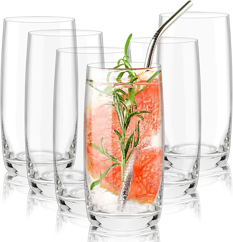 WRINGO 250 ML Water Glasses Transparent Long Glass Lead-Free Crystal Tumblers for Water, Juice, Beer, Cocktail and Mixed Drinks Glass Set of (6) for Kitchen,Party, Gift Use (WR-07) - Image 1