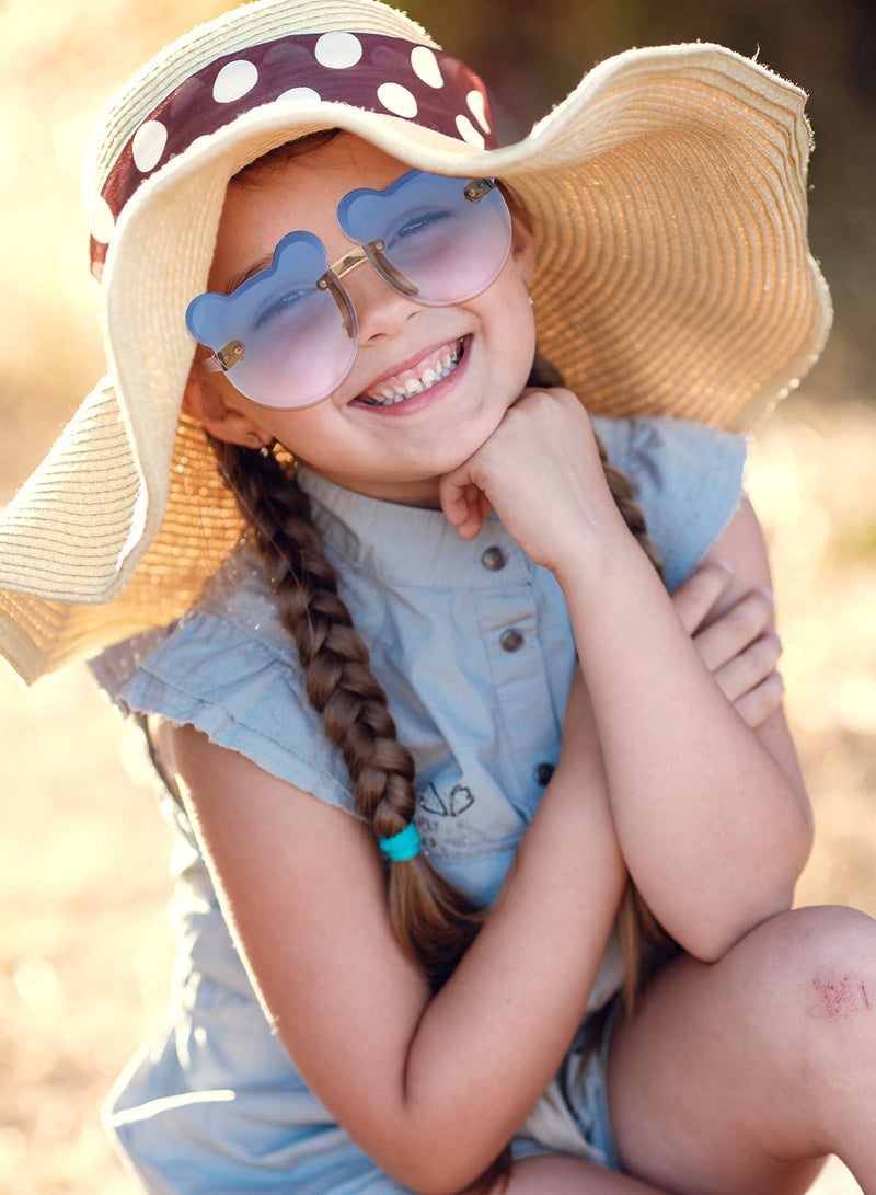 Kids Sunglasses Girls   Bear Sunglasses Transparent Rimless Sunglasses Colored Sunglasses UV Protection Party Fun Colorful Girls' Sunglasses for Toddler Baby Girl Boy 4 Pairs - Image 4