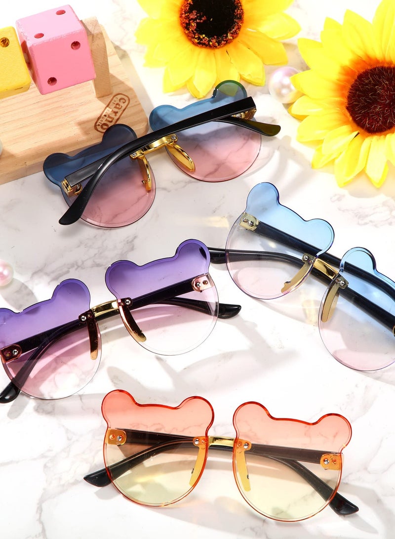 Kids Sunglasses Girls   Bear Sunglasses Transparent Rimless Sunglasses Colored Sunglasses UV Protection Party Fun Colorful Girls' Sunglasses for Toddler Baby Girl Boy 4 Pairs - Image 2