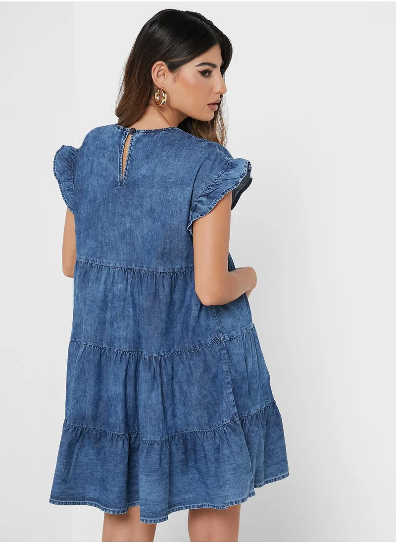 boohoo Tiered Ruffle Detail Dress