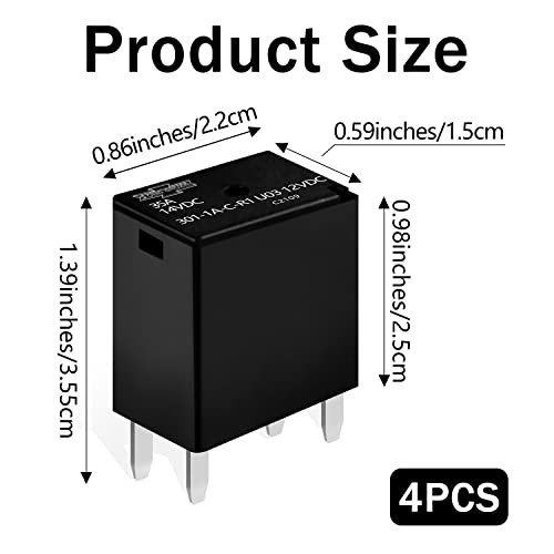 JOINAP Automotive Purpose Relays 301-1A-C-R1-U03-12VDC 4 PIN 4 Pack - Image 2