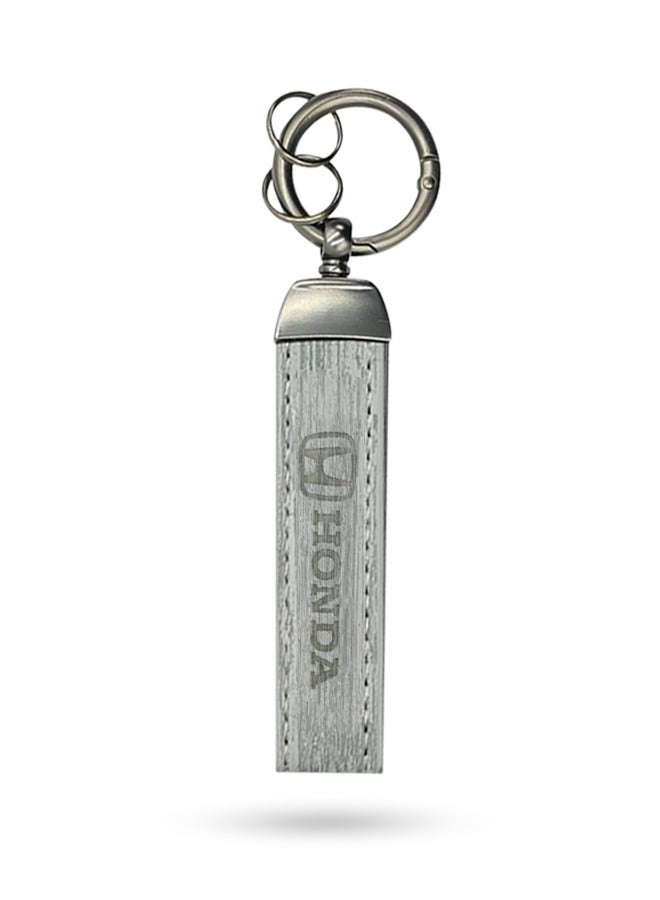 Honda Car Key Chain HONDA, Metal Ring With Leather Strap Keychain, Home Key Chain White - Image 2