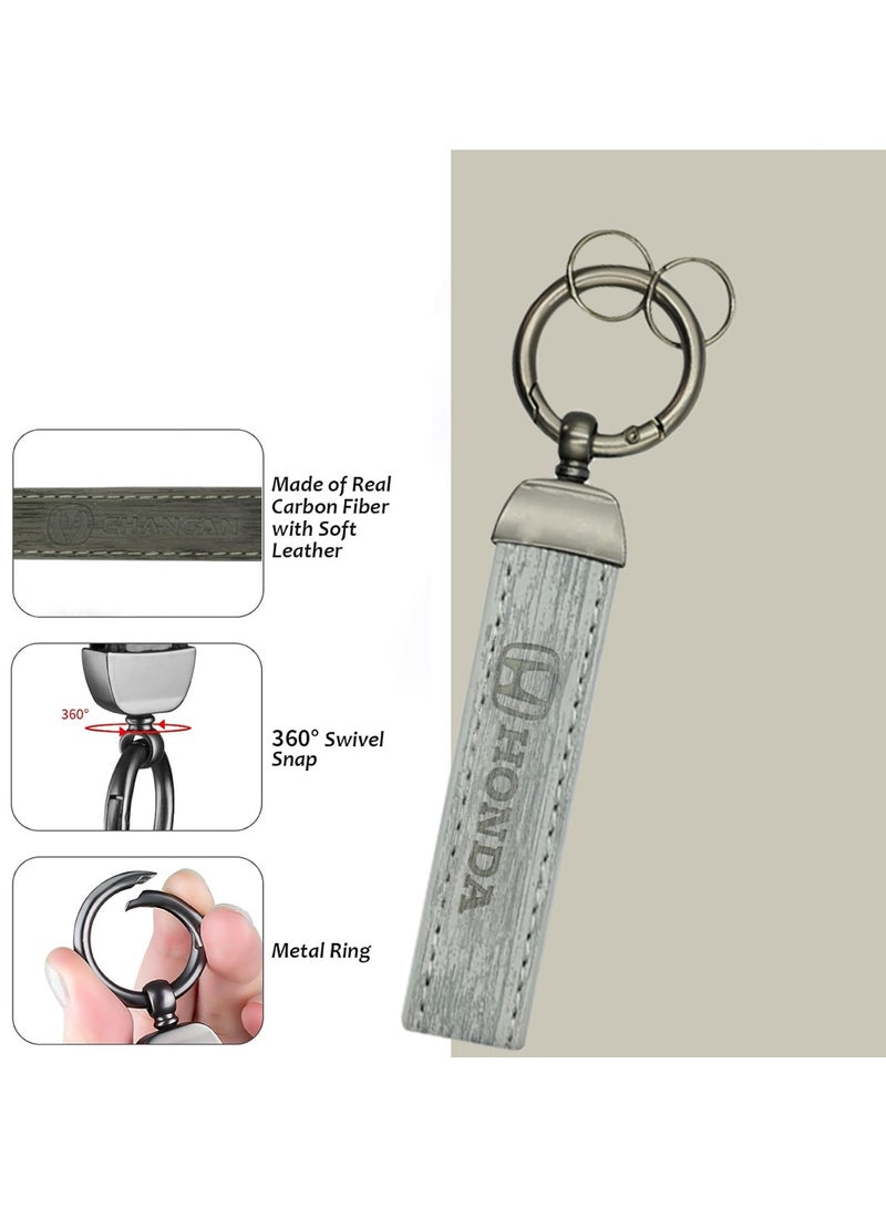 Honda Car Key Chain HONDA, Metal Ring With Leather Strap Keychain, Home Key Chain White - Image 4
