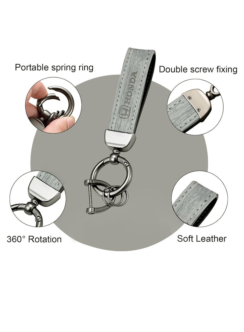 Honda Car Key Chain HONDA, Metal Ring With Leather Strap Keychain, Home Key Chain White - Image 3