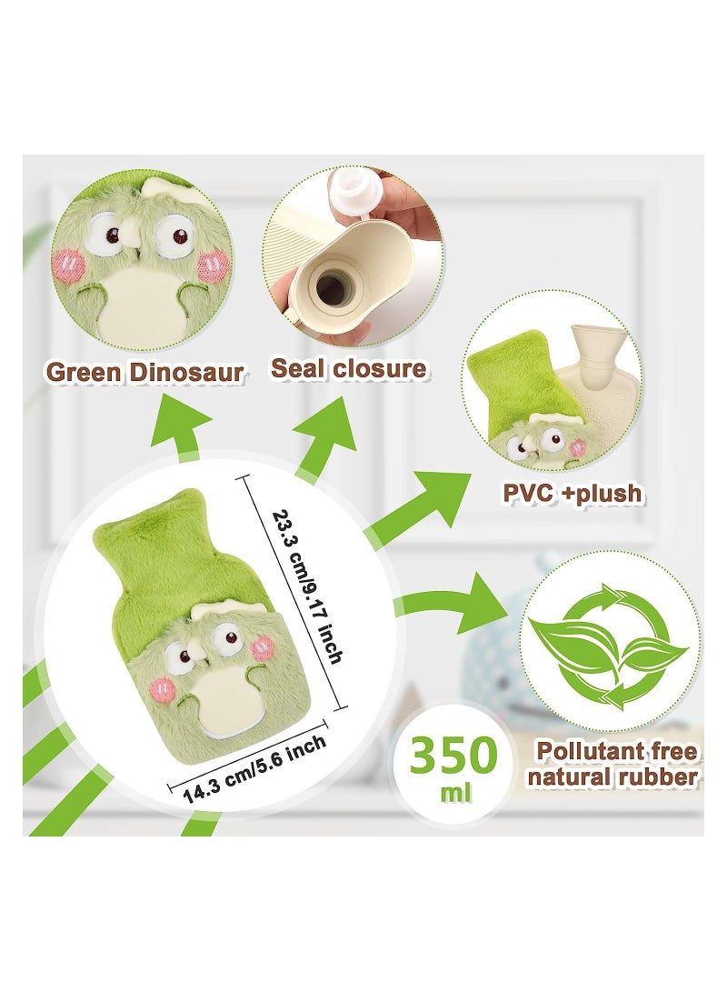 Furry Hot Water Bag, Hot Water Bottle Body Warmer with Soft Cover, Fluffy Fleece Cover Water Bag, Hand Feet Warmer Neck and Shoulder Pain Menstrual Cramps Relief (Green) - Image 3