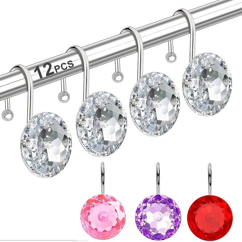 Bluejw Modern Acrylic & Metal Shower Curtain Hooks Rings - Decorative Iron Single Hook Set for Bathroom - Image 2