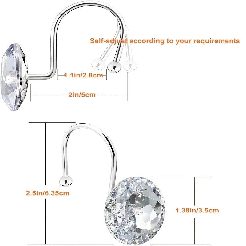 Bluejw Modern Acrylic & Metal Shower Curtain Hooks Rings - Decorative Iron Single Hook Set for Bathroom - Image 4