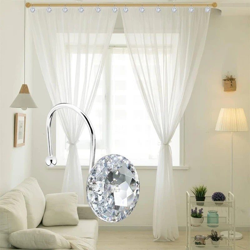 Bluejw Modern Acrylic & Metal Shower Curtain Hooks Rings - Decorative Iron Single Hook Set for Bathroom - Image 5
