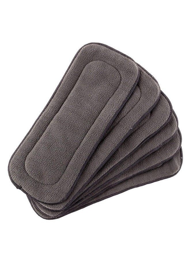 (Set Of 5) Premium Bamboo 5 Layer Charcoal Wetfree Reusable Washable Cotton Diaper Nappy Inserts