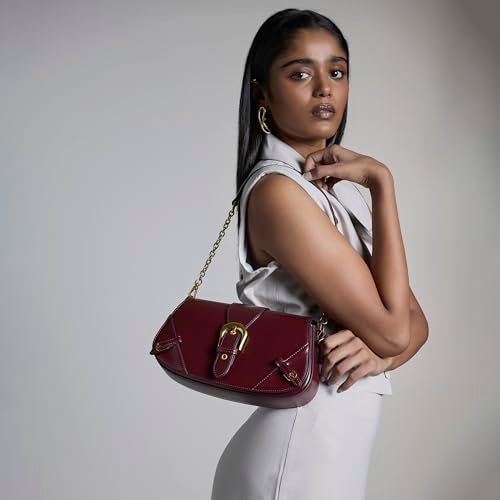 Miraggio Sylvie Structured Shoulder Bag For Women Stylish | Ladies Shoulder Bag With Buckle Detailing - Image 5