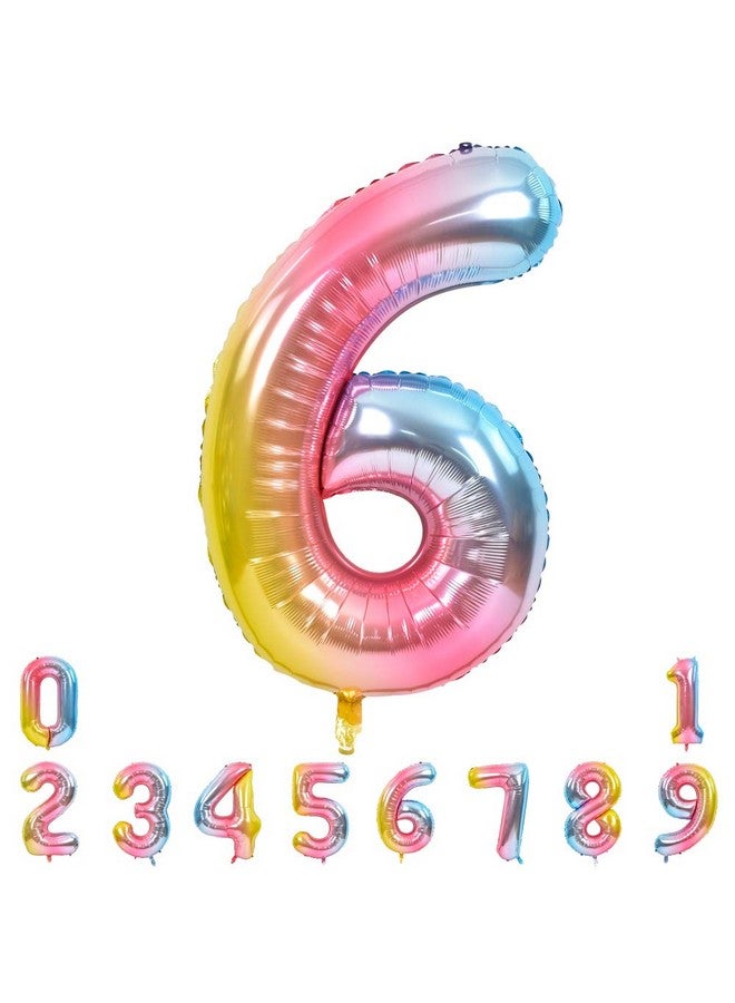 TONIFUL بالونات أرقام قوس قزح كبيرة 40 بوصة من تونيفول 0-9، بالونات هيليوم رقم 6 رقمية 6، بالونات أرقام كبيرة من فويل مايلار لزينة حفلات عيد الميلاد والذكرى السنوية - Image 1