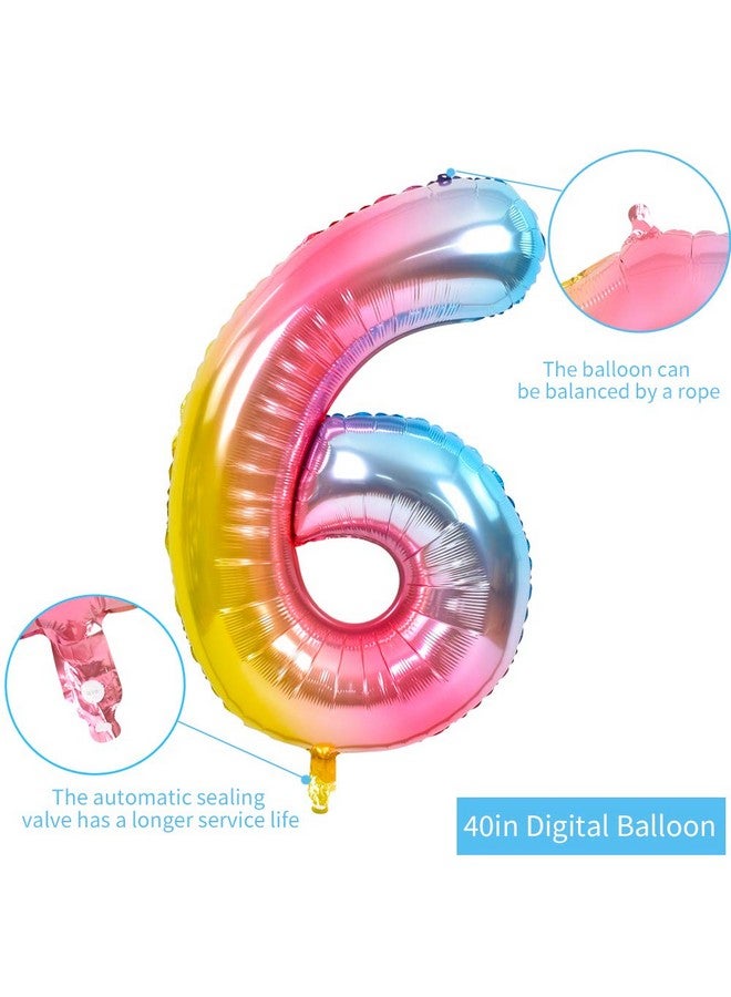 TONIFUL بالونات أرقام قوس قزح كبيرة 40 بوصة من تونيفول 0-9، بالونات هيليوم رقم 6 رقمية 6، بالونات أرقام كبيرة من فويل مايلار لزينة حفلات عيد الميلاد والذكرى السنوية - Image 2