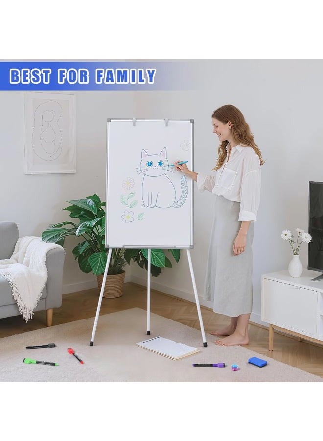 JOYUMY لوحة بيضاء قابلة للمسح الجاف محمولة 36 x 24 حامل ثلاثي القوائم قابل للتعديل في الارتفاع، حامل لوحة فليب شارت للوحة البيضاء للمكتب أو التعليم في المنزل والفصل الدراسي - Image 5