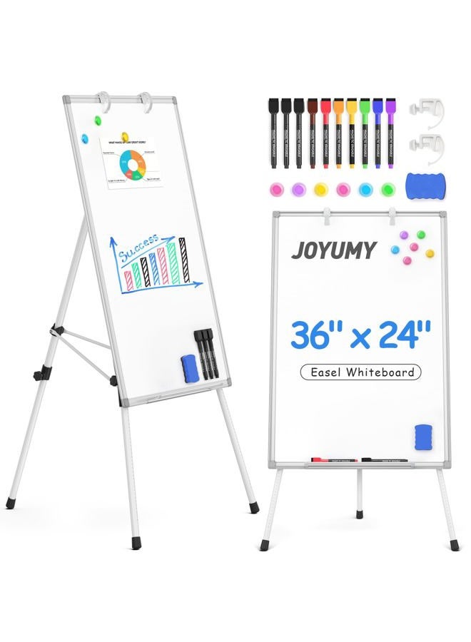 JOYUMY لوحة بيضاء قابلة للمسح الجاف محمولة 36 x 24 حامل ثلاثي القوائم قابل للتعديل في الارتفاع، حامل لوحة فليب شارت للوحة البيضاء للمكتب أو التعليم في المنزل والفصل الدراسي - Image 1
