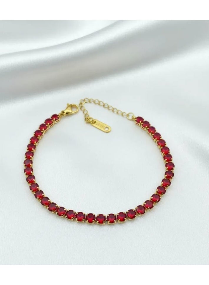 Luxuria Classic Women's Tennis Bracelet 18K Gold Plated 5mm High Carbon Diamond Matching Cubic Zirconia - Image 1