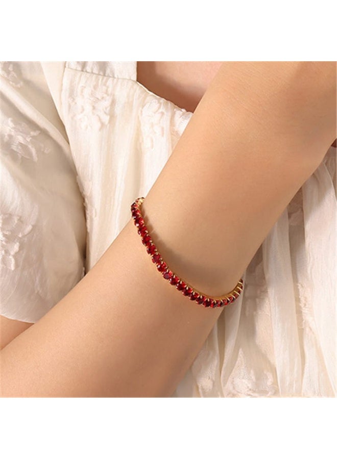 Luxuria Classic Women's Tennis Bracelet 18K Gold Plated 5mm High Carbon Diamond Matching Cubic Zirconia - Image 2