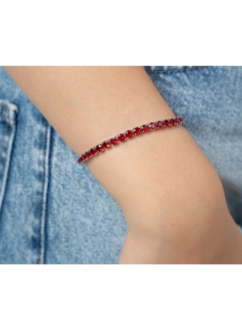 Luxuria Classic Women's Tennis Bracelet 18K Gold Plated 5mm High Carbon Diamond Matching Cubic Zirconia - Image 5