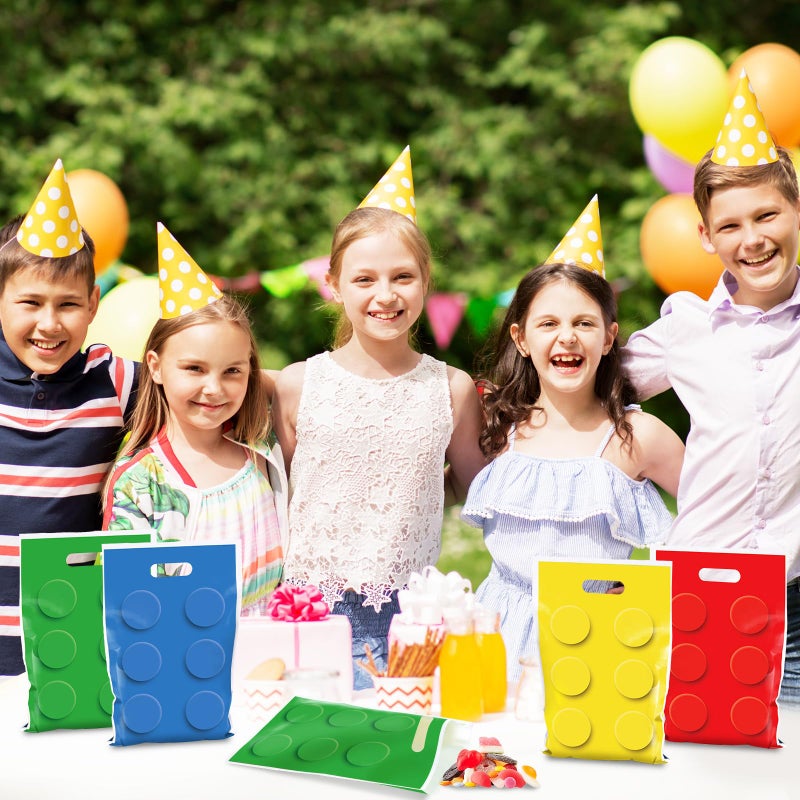 CHUNNIN 50Pcs Building Block Birthday Party Favors Bag Building Bricks Plastic Gift Bags Building Block Candy Snack Bag Bricks Theme Parties Goodie Treat Bags for Birthday Party Decorations Supplies - Image 5