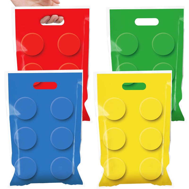 CHUNNIN 50Pcs Building Block Birthday Party Favors Bag Building Bricks Plastic Gift Bags Building Block Candy Snack Bag Bricks Theme Parties Goodie Treat Bags for Birthday Party Decorations Supplies - Image 1