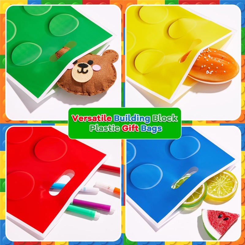 CHUNNIN 50Pcs Building Block Birthday Party Favors Bag Building Bricks Plastic Gift Bags Building Block Candy Snack Bag Bricks Theme Parties Goodie Treat Bags for Birthday Party Decorations Supplies - Image 4