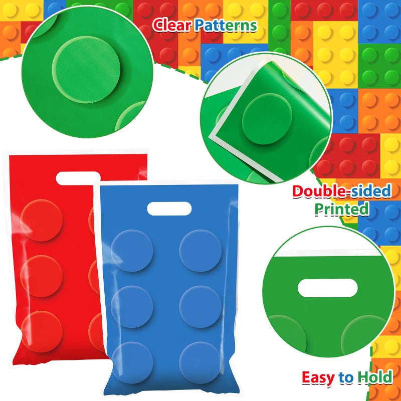 CHUNNIN 50Pcs Building Block Birthday Party Favors Bag Building Bricks Plastic Gift Bags Building Block Candy Snack Bag Bricks Theme Parties Goodie Treat Bags for Birthday Party Decorations Supplies - Image 3