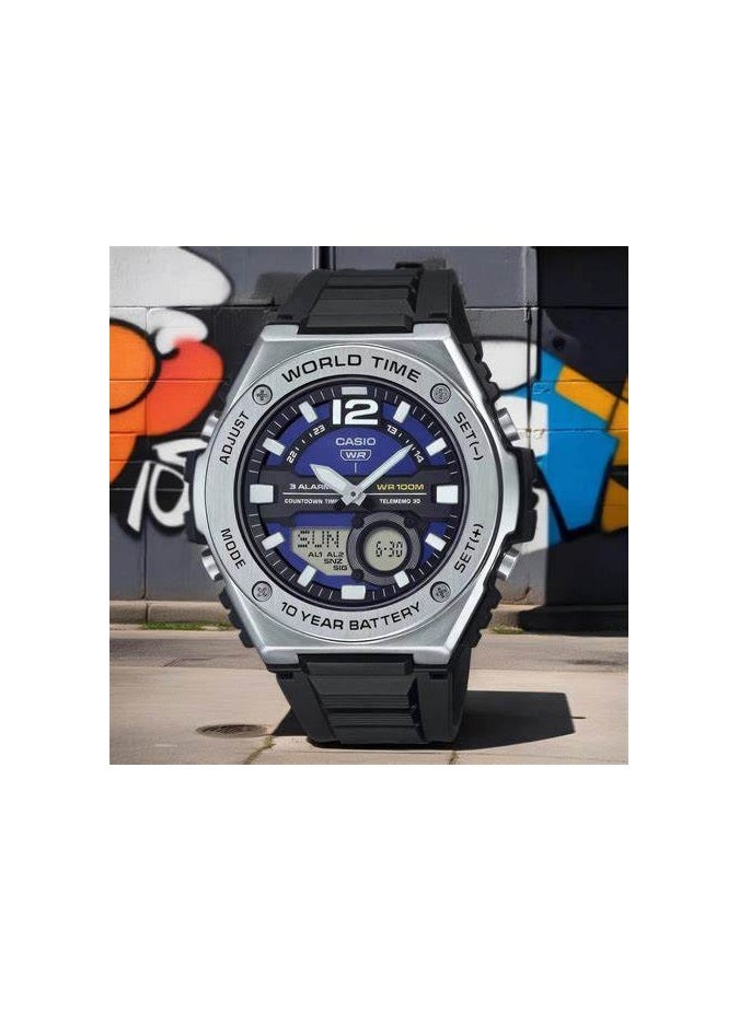 CASIO CASIO MWQ-100-2A  Men’s Digital Watch | 100M WR | Stainless Steel | World Time | Countdown Timer | Auto Calendar | Telememo | Multi Alarms | 100 SEC Chronograph | 10 Year Battery  - Image 4