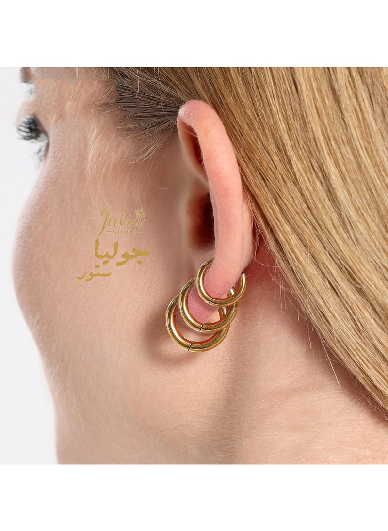 Julia Store - Thick Small Gold Hoop Earrings - Image 1