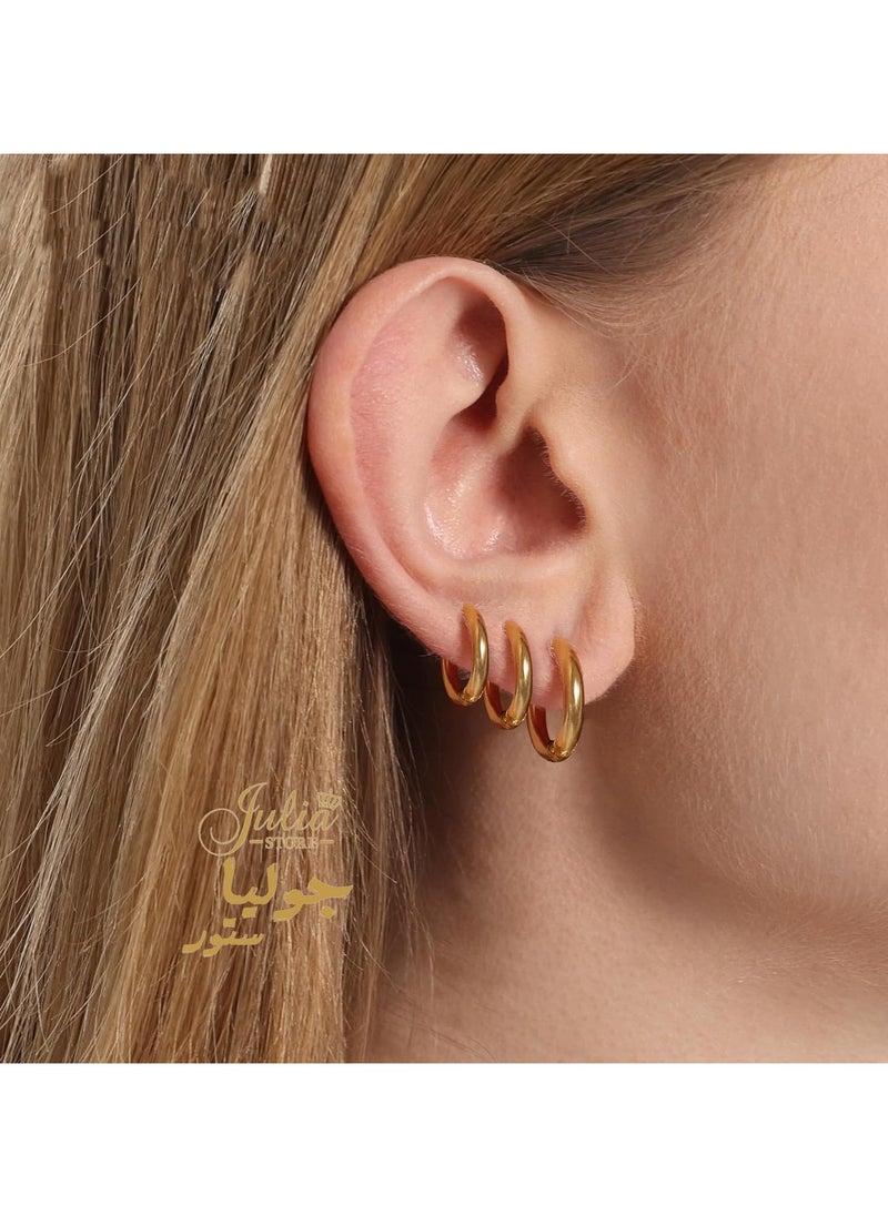 Julia Store - Thick Small Gold Hoop Earrings - Image 1