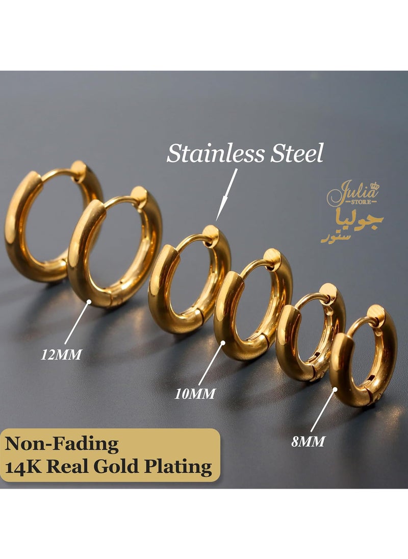 Julia Store - Thick Small Gold Hoop Earrings - Image 1