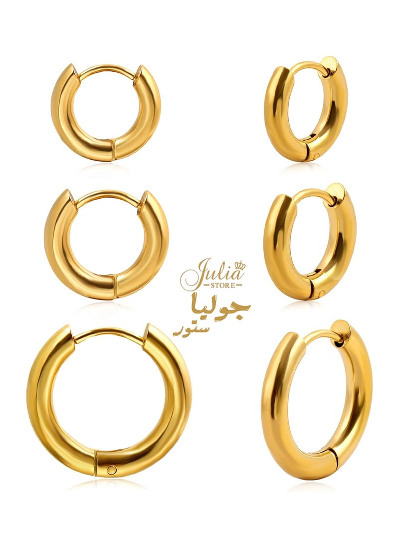 Julia Store - Thick Small Gold Hoop Earrings - Image 1