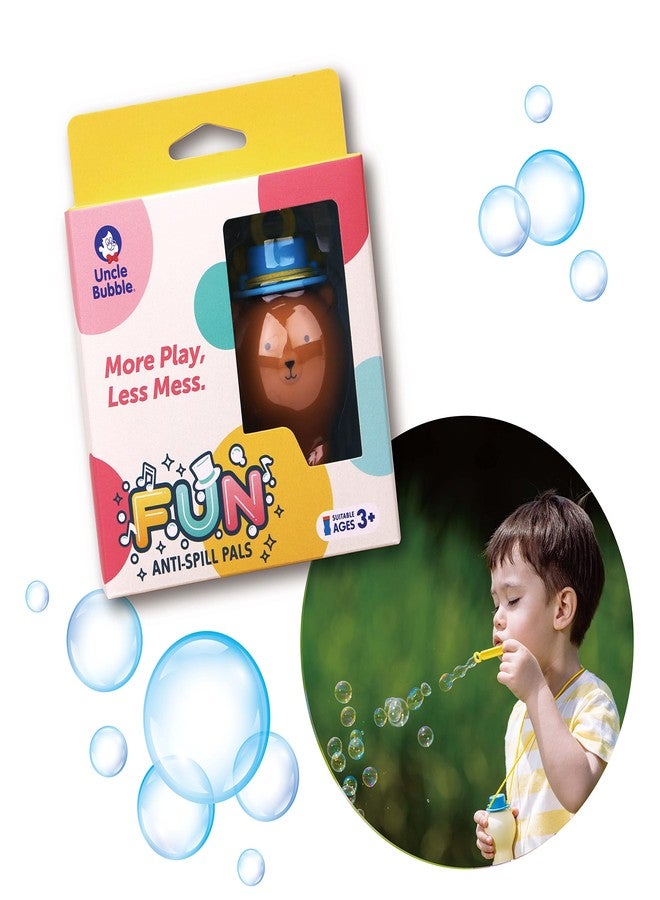 UNCLE BUBBLE Fun Anti-Spill Pals - More Play, Less Mess | Spill-Resistant | Incl. Lovely Brown Bear, Bubble Solution & Bubble Wands - Image 3