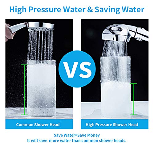 KAIYING Chrome High Pressure Handheld Shower Head with ON/OFF Pause Switch, 3 Spray Modes Shower Wand with Shut Off Button, Removable Camper Shower Head with Hose and Adjustable Angle Bracket - Image 4