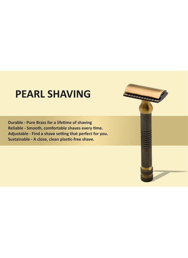 PEARL - Men Shaving Double Edge Safety Razor (Shd-27 Antique Brass) - Image 1