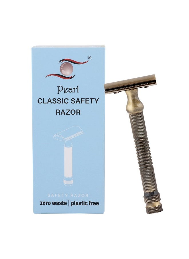 PEARL - Men Shaving Double Edge Safety Razor (Shd-27 Antique Brass) - Image 1