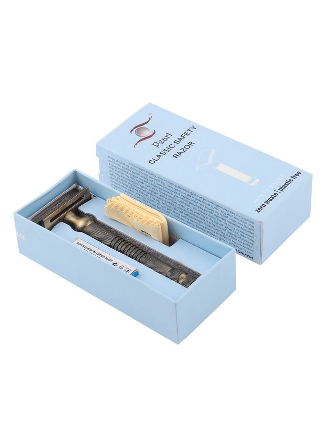 PEARL - Men Shaving Double Edge Safety Razor (Shd-27 Antique Brass) - Image 1