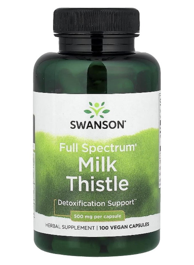 سوانسون، حليب الشوك الطيف الكامل®، 1 غ، 100 كبسولة نباتية (500 ملغ لكل كبسولة)