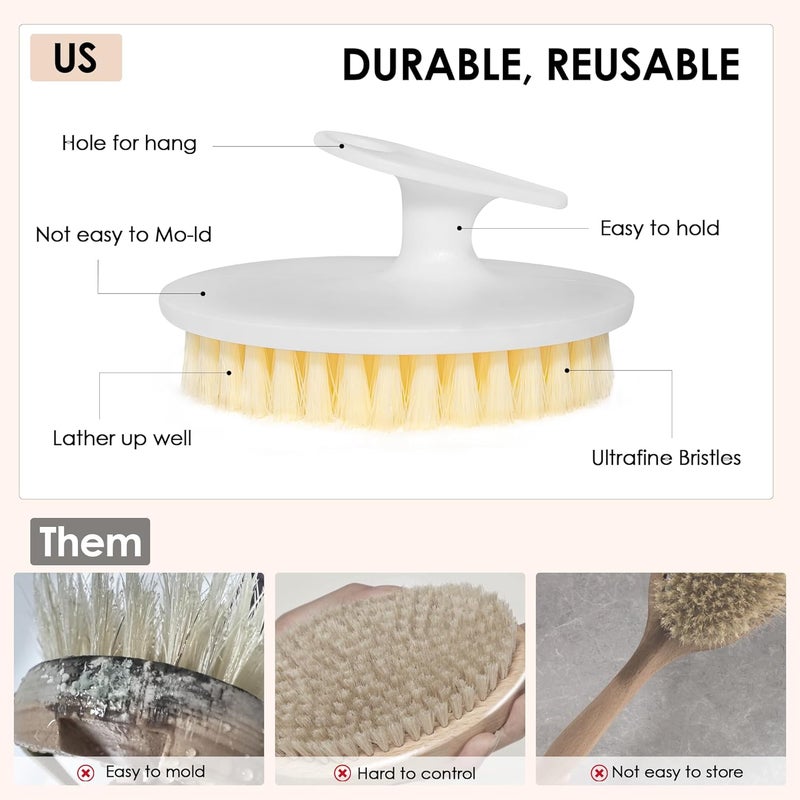 Innerneed PP Shower Brush Body Exfoliating Scrubber, for Deep Clean Body Wash, Cellulite Treatment, Lymphatic Drainage and Blood Circulation Improvement (Pack of 2) - Image 2