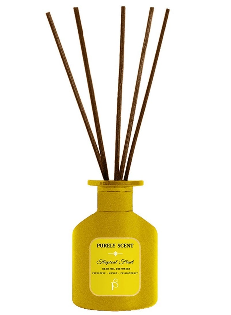 PURELY SCENT Tropical Fruit Large Reed Diffuser – 200ML Exotic Scented Oil Diffuser | Long-Lasting Summer Aroma - Image 1