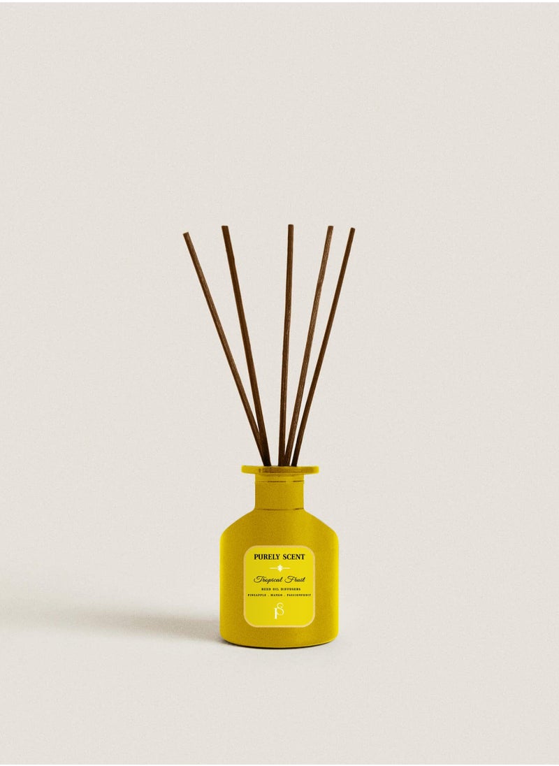 PURELY SCENT Tropical Fruit Reed Oil Diffuser, 6.7 Fl Oz/200 ML, 6 Reed Sticks, Aromatherapy, Fragrant Diffuser, Lasts Upto 3 Months  - Image 1