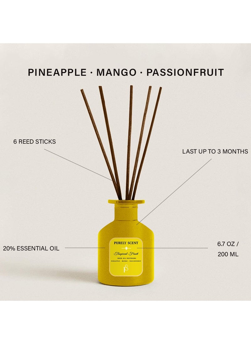 PURELY SCENT Tropical Fruit Reed Oil Diffuser, 6.7 Fl Oz/200 ML, 6 Reed Sticks, Aromatherapy, Fragrant Diffuser, Lasts Upto 3 Months  - Image 3