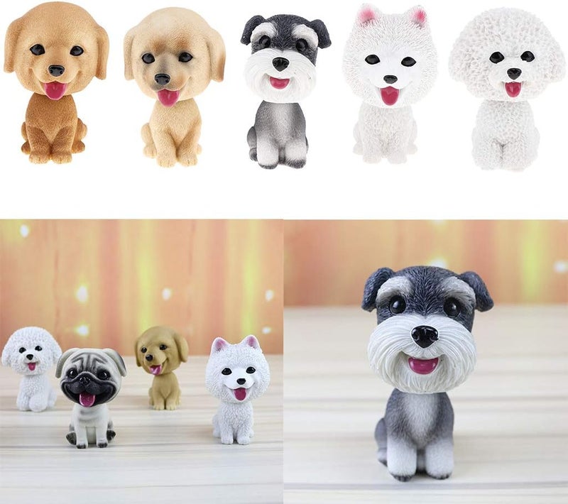 klarakoResin Shaking Head Dog Puppy Bobbing Heads Bobblehead Toy Animal Figures Car Dashboard Auto Decoration klarakoSamoyed - Image 5