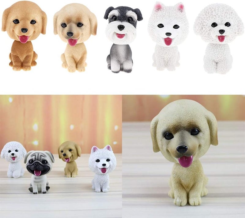 klarakoResin Shaking Head Dog Puppy Bobbing Heads Bobblehead Toy Animal Figures Car Dashboard Auto Decoration klarakoSamoyed - Image 2