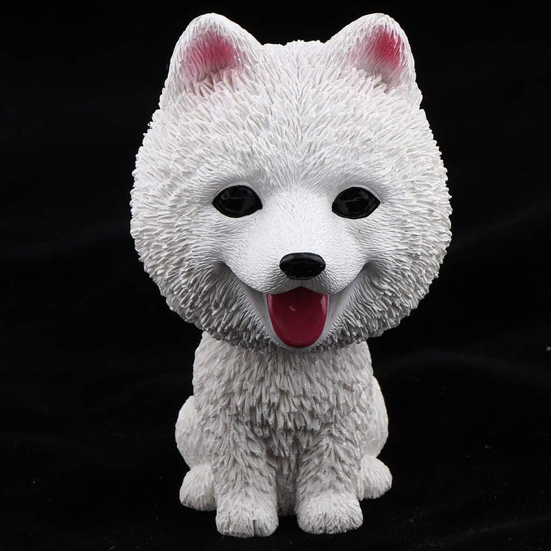 klarakoResin Shaking Head Dog Puppy Bobbing Heads Bobblehead Toy Animal Figures Car Dashboard Auto Decoration klarakoSamoyed - Image 1