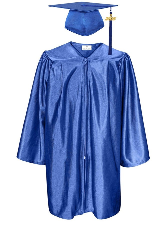 GradPlaza Shiny Preschool Graduation Cap and Gown for Kids 2025 and 2026 Tassel kindergarten graduation cap and gown Royal Blue - Image 1