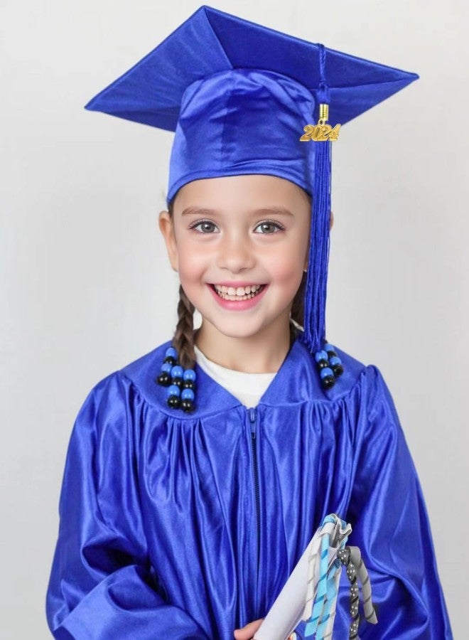 GradPlaza Shiny Preschool Graduation Cap and Gown for Kids 2025 and 2026 Tassel kindergarten graduation cap and gown Royal Blue - Image 2